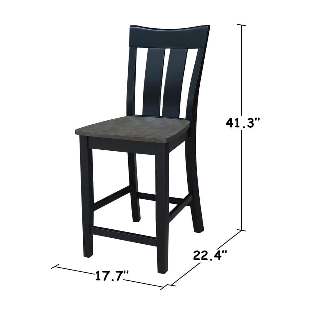 Ava 24" Coal Solid Parawood Traditional Counter Stool