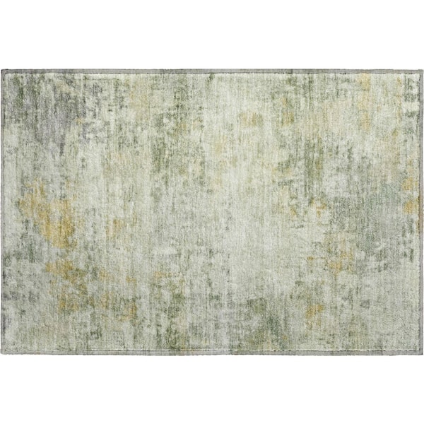 Mayfield Premium Machine Washable Abstract AMF2371 Aloe 2 ft. x 3 ft. Accent Rug