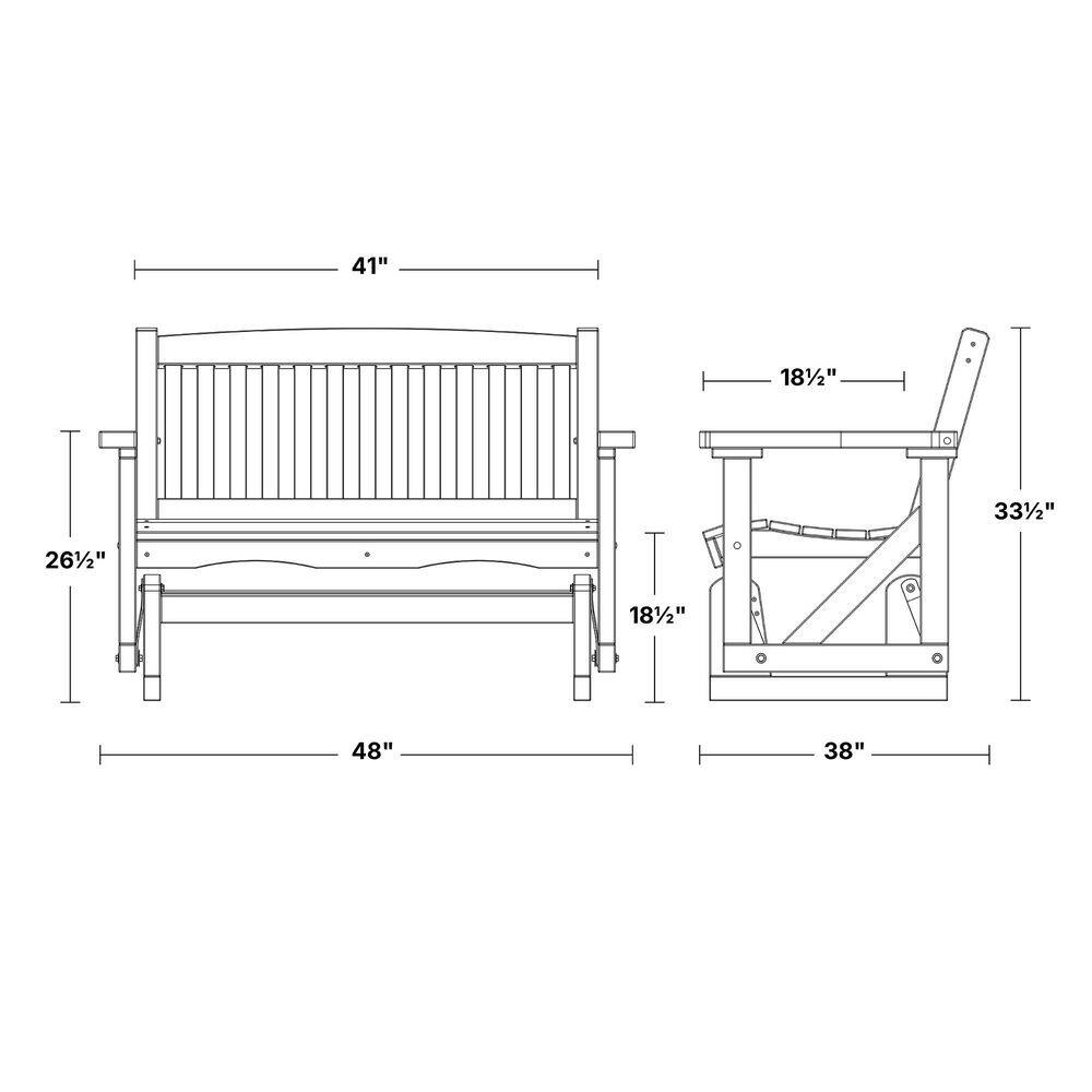 Cardinal Red HDPE Outdoor Glider Bench