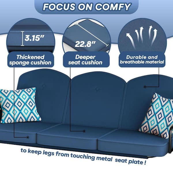 2-in-1 3-Person Metal Outdoor Porch Swing Bed with Stand
