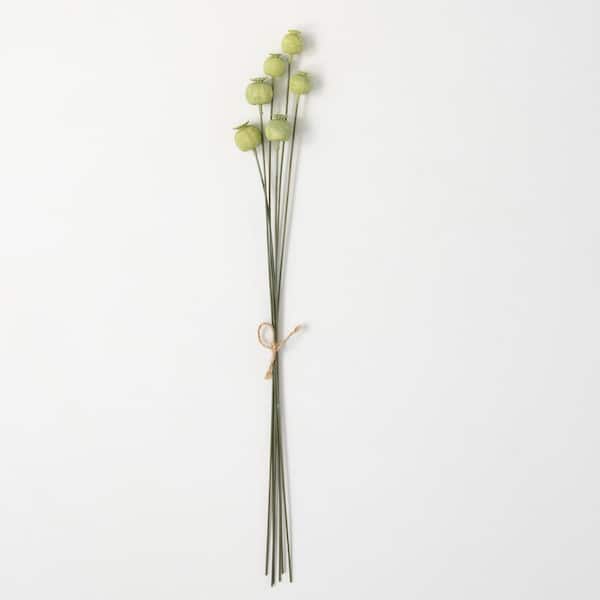 SULLIVANS 26" Soft Poppy Pod Spray; Green