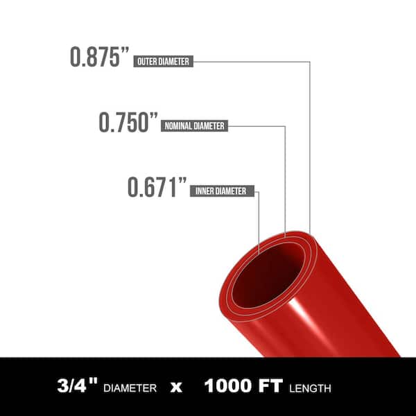 3/4 in. x 1000 ft. PEX Tubing Oxygen Barrier Radiant Heating Pipe in Red 3/4 in. x 1000 ft. PEX Tubing Oxygen Barrier Radiant Heating Pipe in Red