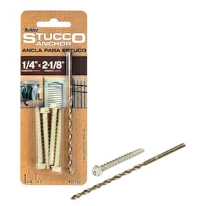 1/4 in. x 2-1/8 in. Steel Hex-Washer-Head Stucco Anchors with Drill Bit (4-Pack)