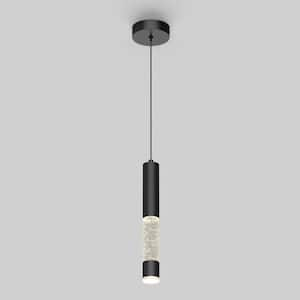 Mist 12-Watt 1 Light Matte Black Modern 3 CCT Integrated LED Mini Pendant Light Fixture for Kitchen Island