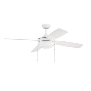 Laval 52 in. Indoor Matte White Finish 3-Speed Dual Mount Ceiling Fan with Reversible Blades and Integrated Light Kit