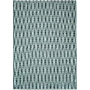 Courtyard Turquoise/Light Gray 4 ft. x 6 ft. Solid Indoor/Outdoor Patio  Area Rug