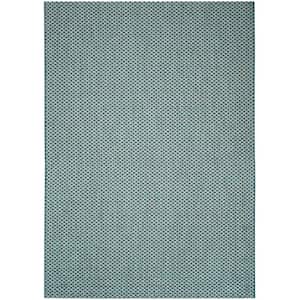 Courtyard Turquoise/Light Gray 5 ft. x 8 ft. Solid Indoor/Outdoor Patio  Area Rug
