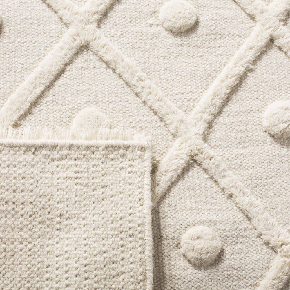 Ivory Hand-Knotted Wool Area Rug, 10' x 14'