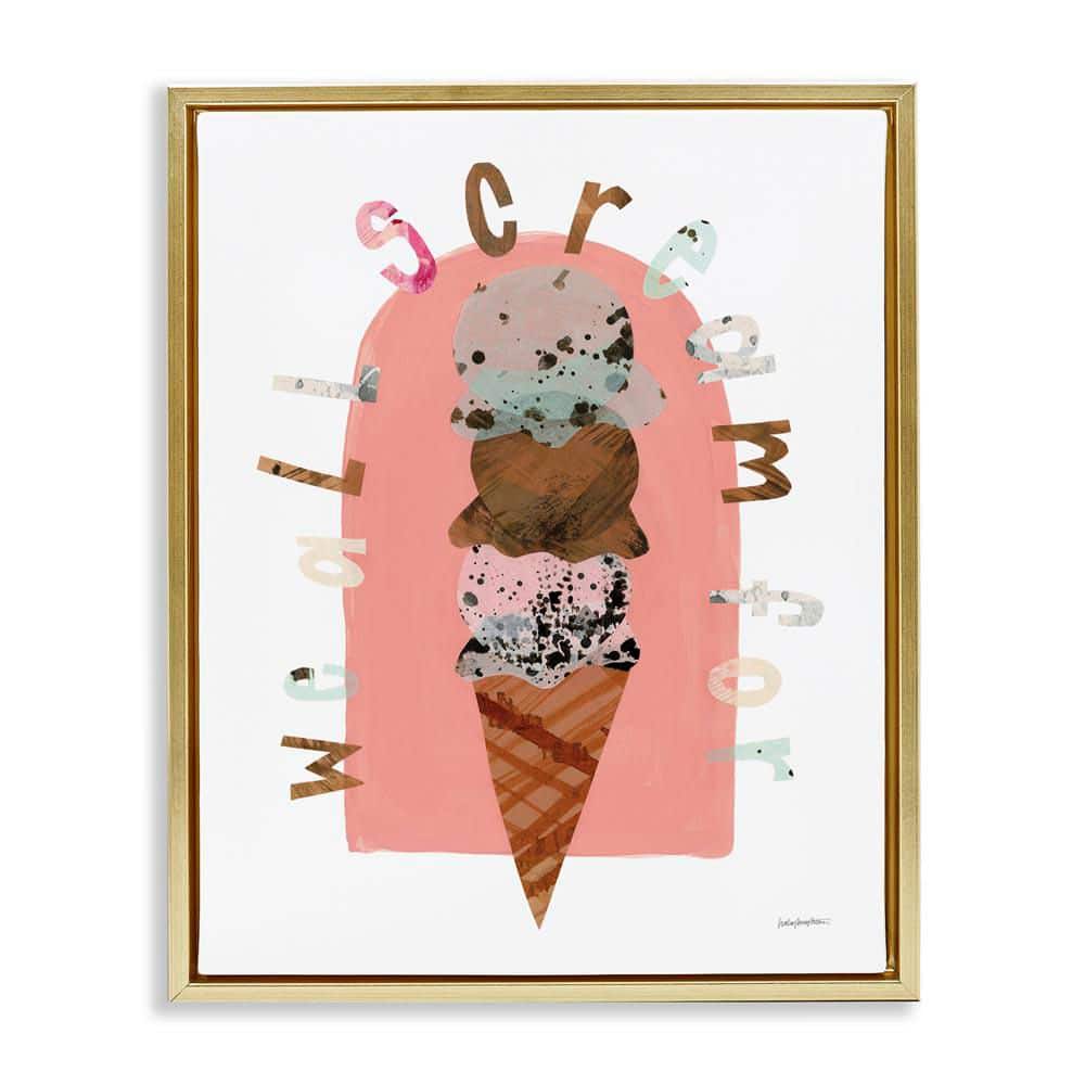 All Scream For Ice Cream by Haley Knighten Gold Floater Frame Food Graphic Art Print 21 in. x 17 in. price history on PriceWatchPro