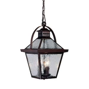 Bay Street Collection 3-Light Architectural Bronze Outdoor Hanging Lantern