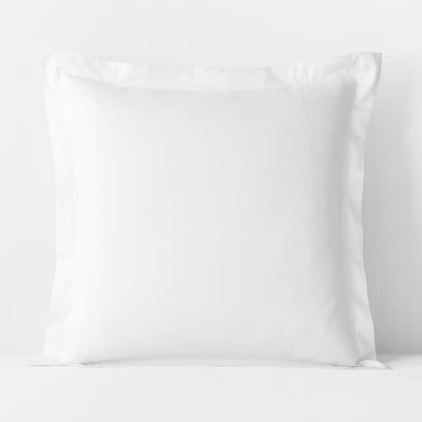 The Company Store White Solid 300-Thread Count Rayon Made From Bamboo Cotton Sateen Euro Sham