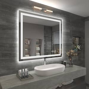 40 in. W x 36 in. H Rectangular Frameless Front & Back Lighted Anti-Fog Wall Bathroom Vanity Mirror, Tempered Glass, ETL