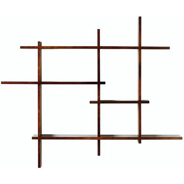 Woodform 48.25 in. x 6.5 in. Mahogany Deluxe 4-Level Floating Shelf