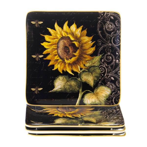Multi-color Certified International French Sunflowers Dessert Plates 