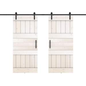 Mid Lite 48 in. x 84 in. Fully Set Up White Finished Pine Wood Sliding Barn Door with Hardware Kit