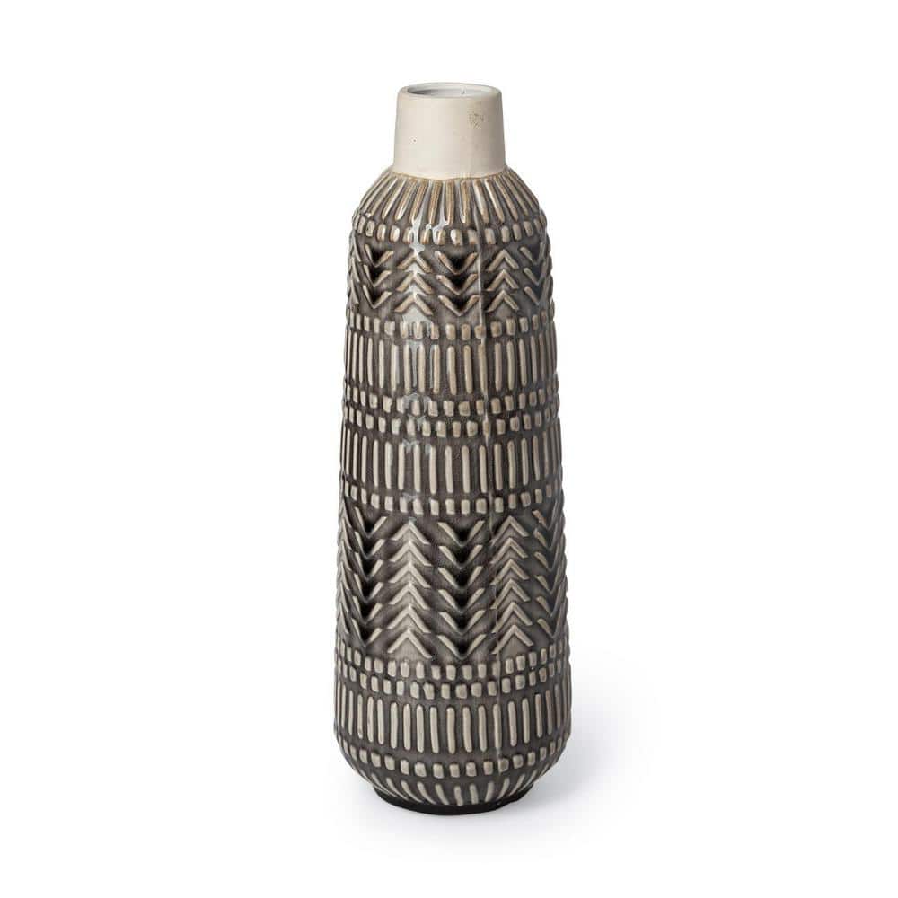 14 in. Gray Ceramic Cylinder Decorative Vase price history on PriceWatchPro