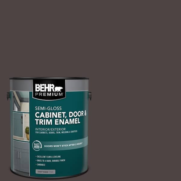 BEHR PREMIUM 1 gal. #N110-7 Black Garnet Semi-Gloss Enamel Interior/Exterior Cabinet, Door & Trim Paint