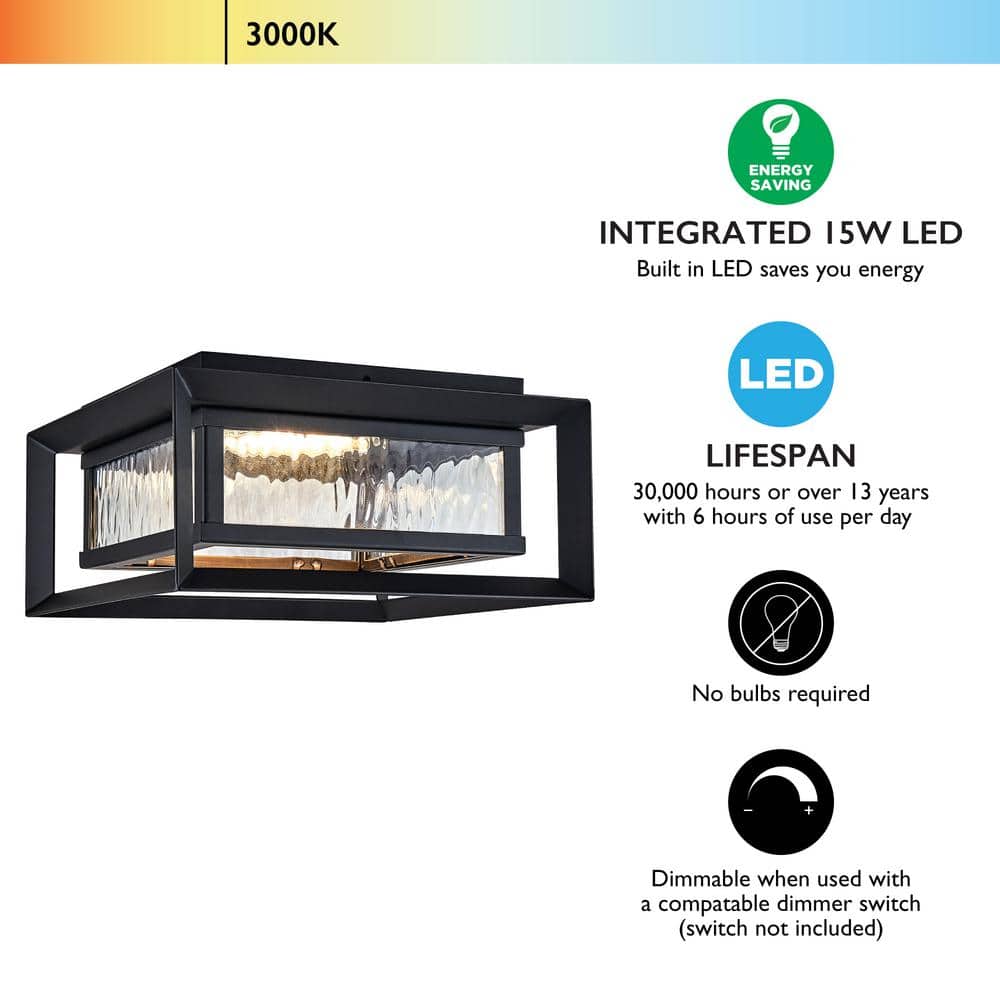 Matte Black Glass LED Outdoor Ceiling Light