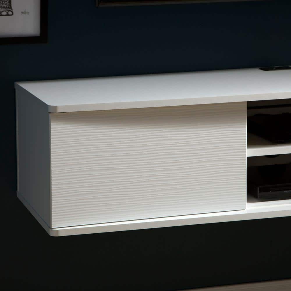 Agora Pure White Floating TV Stand with Cabinet