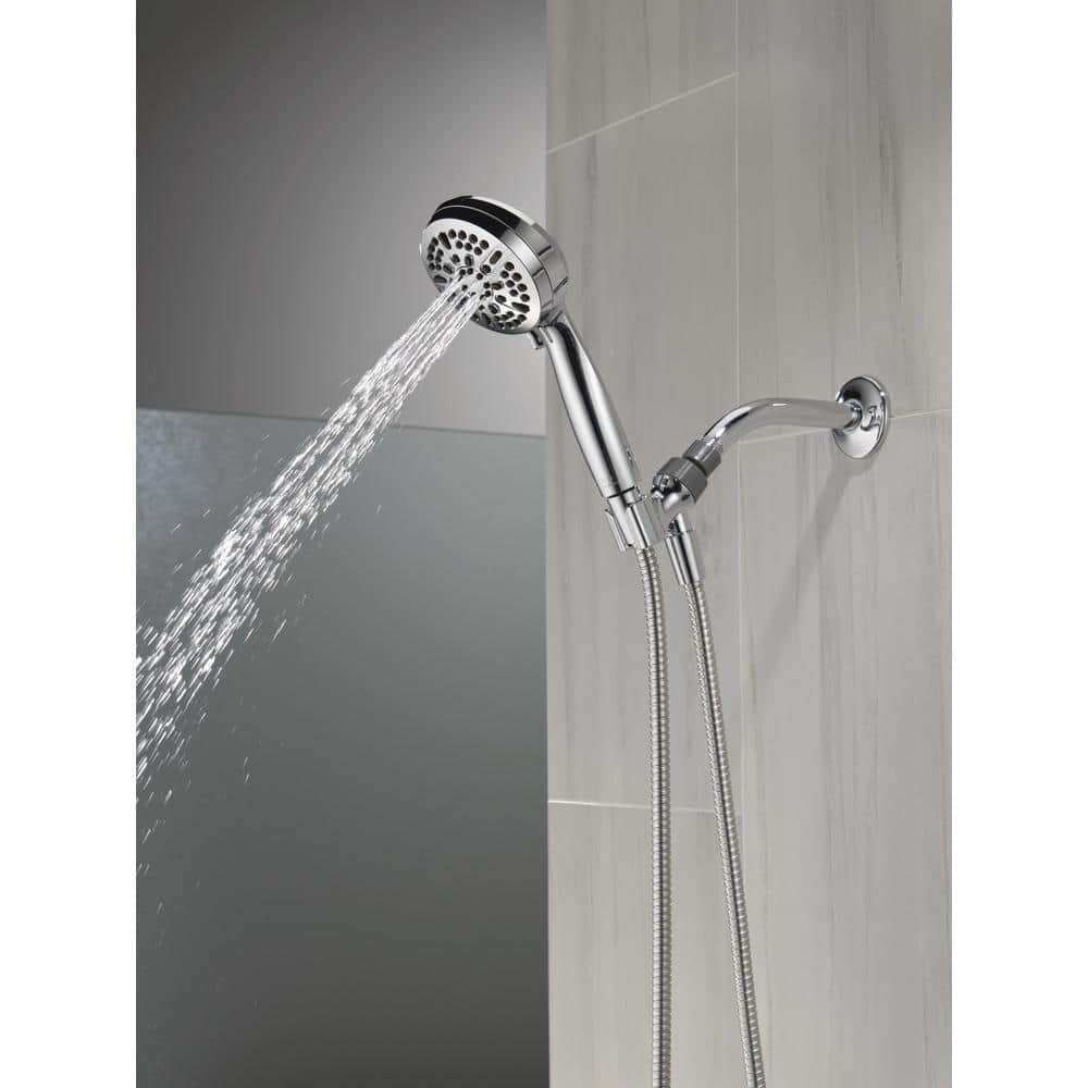 Chrome Adjustable Height Multi-Head Handheld Shower with Pulse