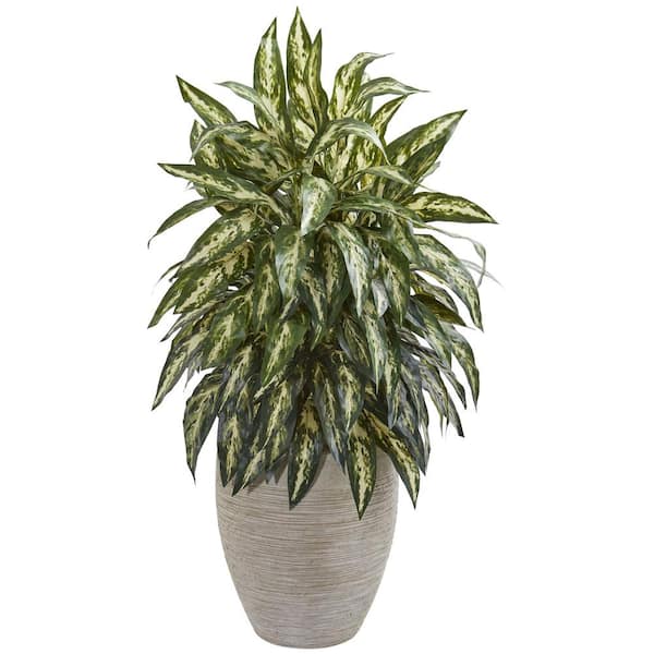 Nearly Natural Indoor Aglaonema Artificial Plant in Sand Colored Planter