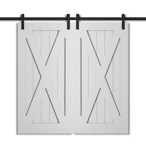 40 in. x 83 in. ASPEN Grey Modern Double Barn Door with Sliding Barn Door Hardware Kit