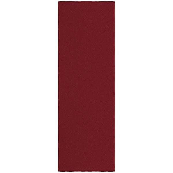Ottomanson Ottohome Collection Non-Slip Rubberback Modern Solid 2x5 Indoor Runner Rug, 1 ft. 8 in. x 4 ft. 11 in., Red