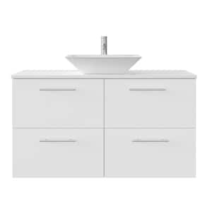 Luxury 40 in. W x 20 in. D Vanity in White with Vanity Top in White with White Basin