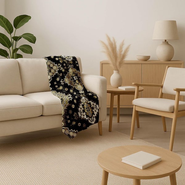 Premium Machine Washable ASB846 Black 50 in. x 70 in. Sherpa Throw Blanket