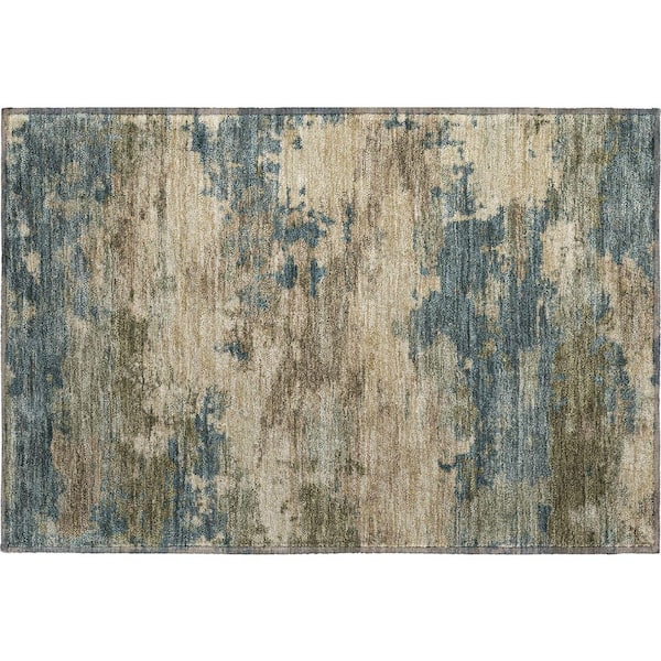 Mayfield Premium Machine Washable Abstract AMF2075 Teal 2 ft. x 3 ft. Accent Rug