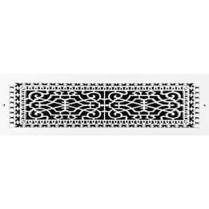 Victorian Wall Mount 24 in. x 6 in. Opening, 8 in. x 26 in. Overall Size, Polymer Decorative Return Air Grille, White