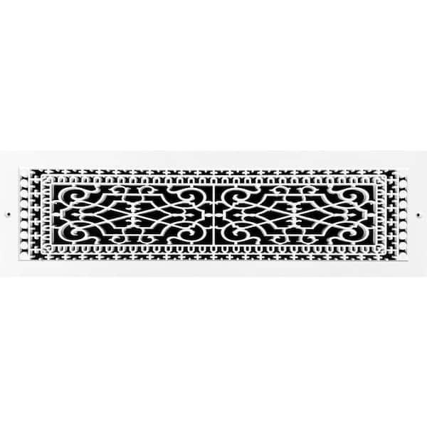 Victorian Wall Mount 24 in. x 6 in. Opening, 8 in. x 26 in. Overall Size, Polymer Decorative Return Air Grille, White
