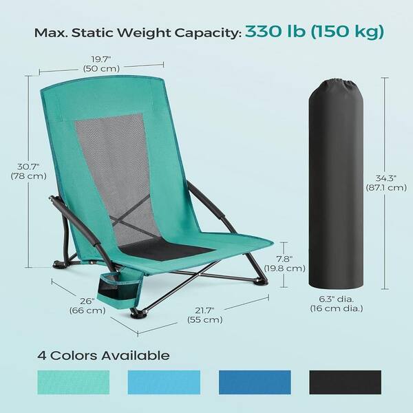 トヨトミ　Pole Low Chair ITOPFOX Portable Green Metal Folding Beach Chair