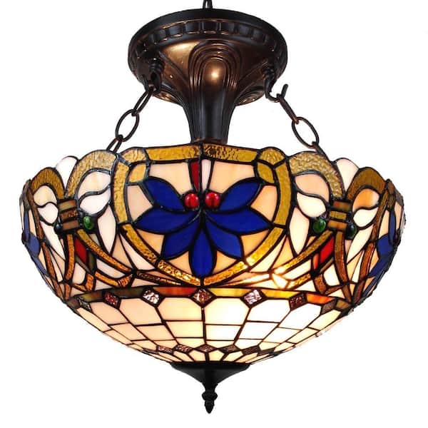 Amora Lighting 2-Light Tiffany Style Victorian Design Pendant