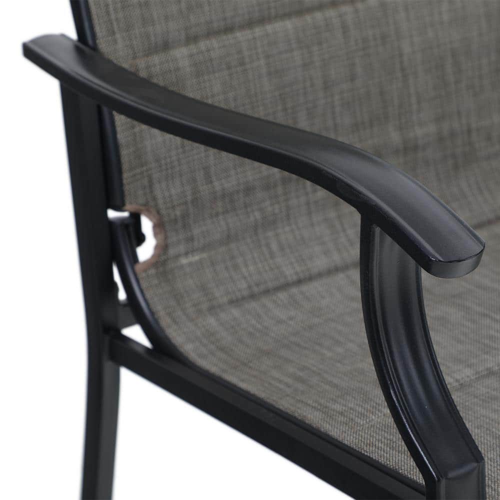 Black Metal and Dark-Grey Textilene 9-Piece Expandable Patio Dining Set