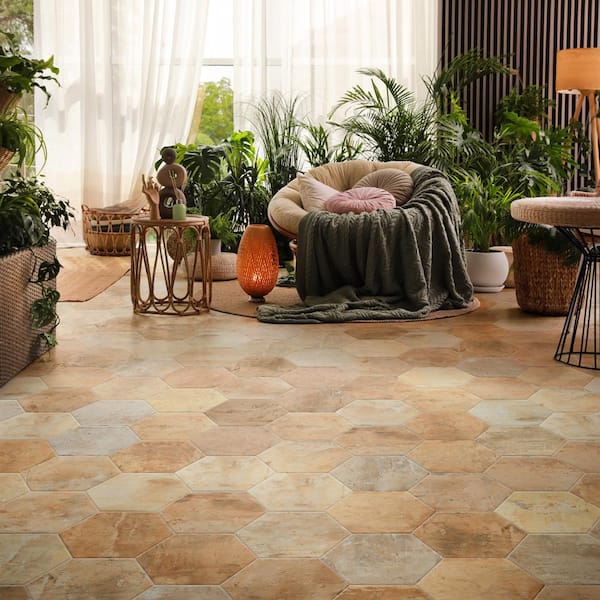Terre Hex Rosso 9-7/8 in. x 11-3/8 in. Porcelain Floor and Wall Tile (10.2 sq. ft./Case)