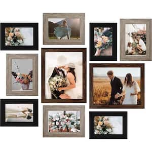 8 in. x 10 in. Brown and Gray and Black Picture Frame for Wall or Tabletop (Set of 10)