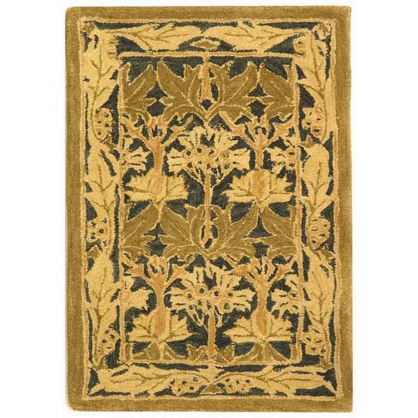 SAFAVIEH Anatolia Navy/Sage Doormat 2 ft. x 3 ft. Border Area Rug