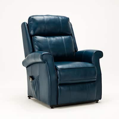 Lehman 35 in. Width Big and Tall Navy Blue Faux Leather 3 Position Recliner