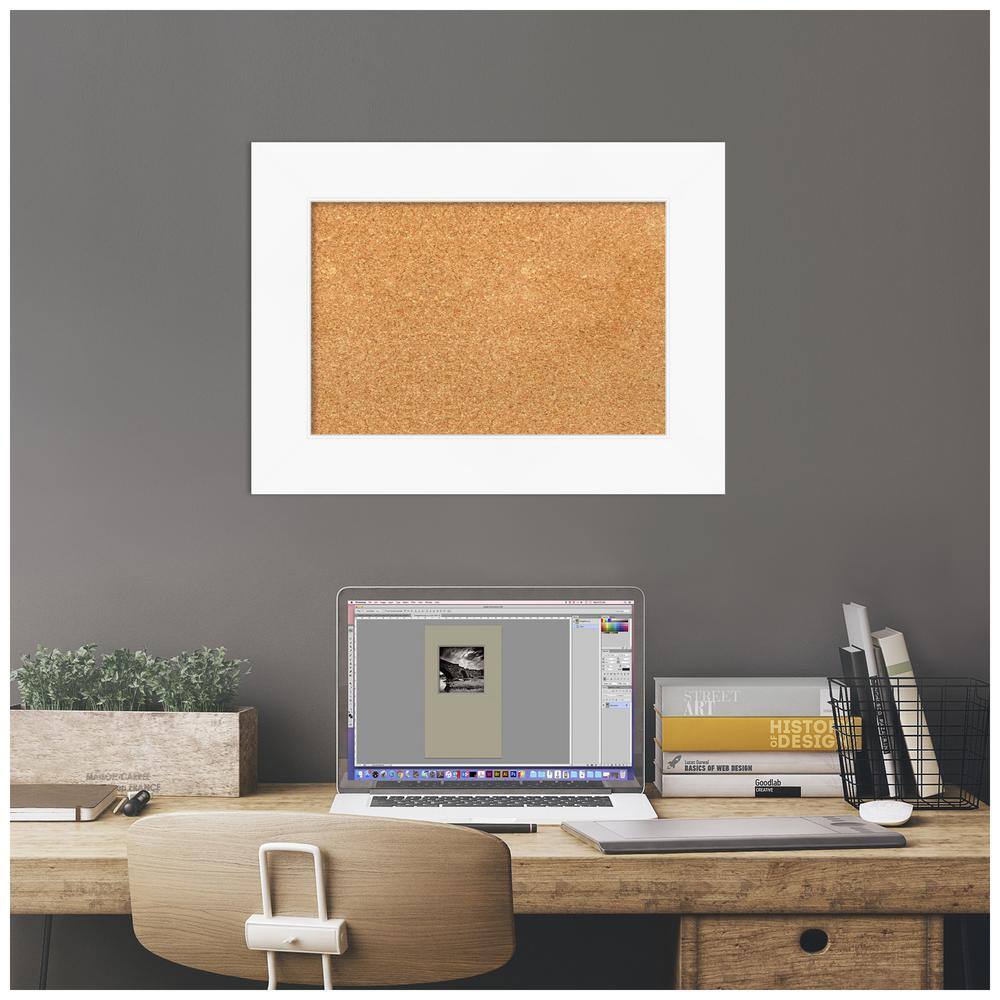 Cabinet White Framed Natural Cork Bulletin Board