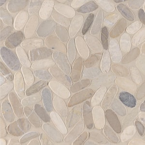 Sliced Pebble Truffle 11.81 in. x 11.81 in. x 10 mm Textured Marble Mosaic Tile (0.97 sq. ft.)