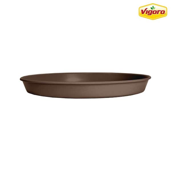 Vigoro 8 in. Dia. Antonella. Chocolate Plastic Plant Saucer