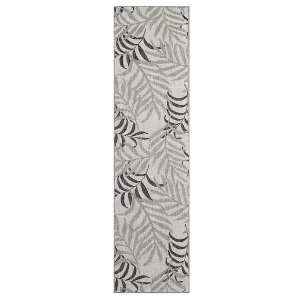 Nourison Garden Oasis Grey 2 ft. x 6 ft. Nature-inspired Contemporary Runner Area Rug