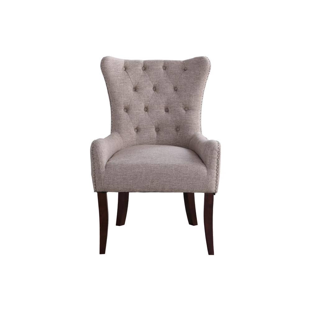 Taupe Button Tufted Elegant Accent Chair 60000 18tp The Home Depot