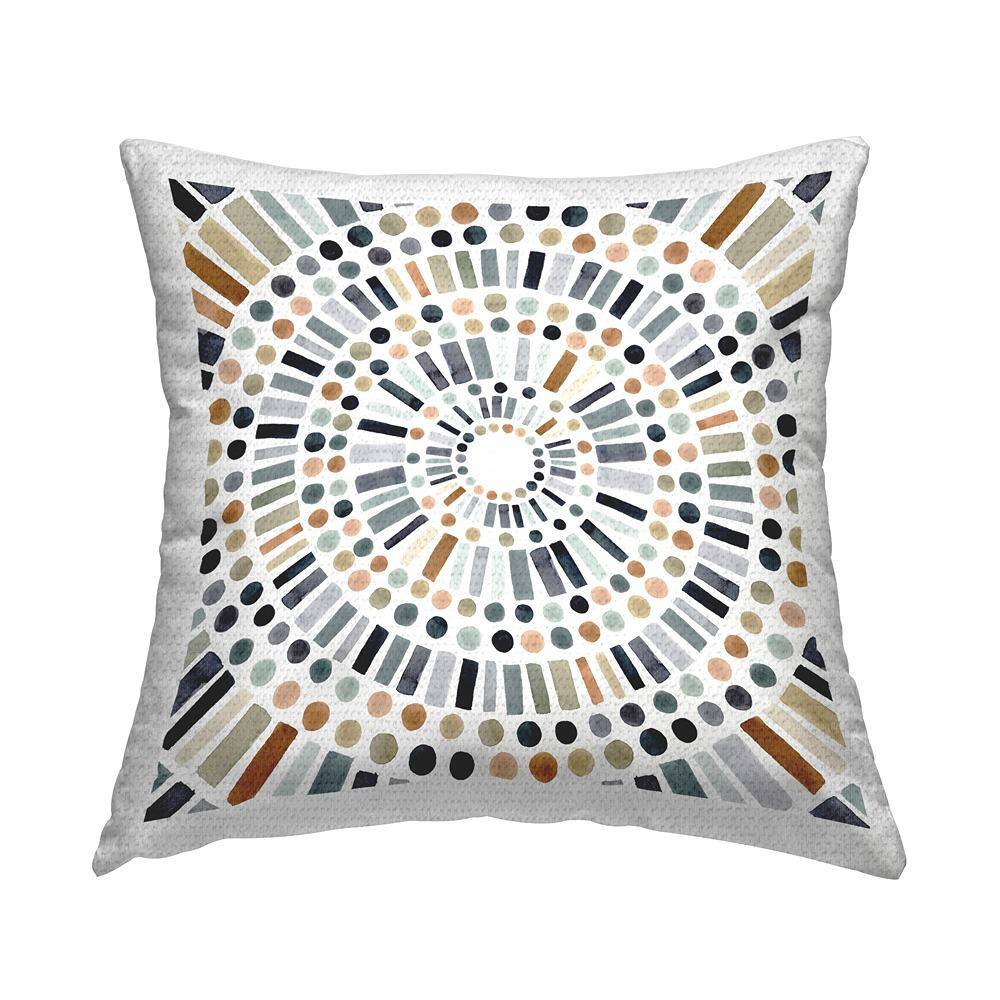 Bold Rustic Abstract Mosaic Circle Pattern Illustration Multi-Color Square Outdoor Throw Pillow price history on PriceWatchPro