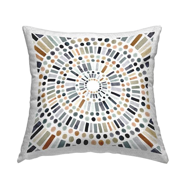 Stupell Industries Bold Rustic Abstract Mosaic Circle Pattern Illustration Multi-Color Square Outdoor Throw Pillow
