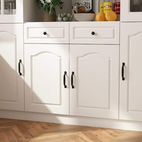 FUFU&GAGA White Wood Paint Finish Buffets And Sideboards Cupboard With  Hollow Out Carved Acrylic Doors KF390009-01 - The Home Depot