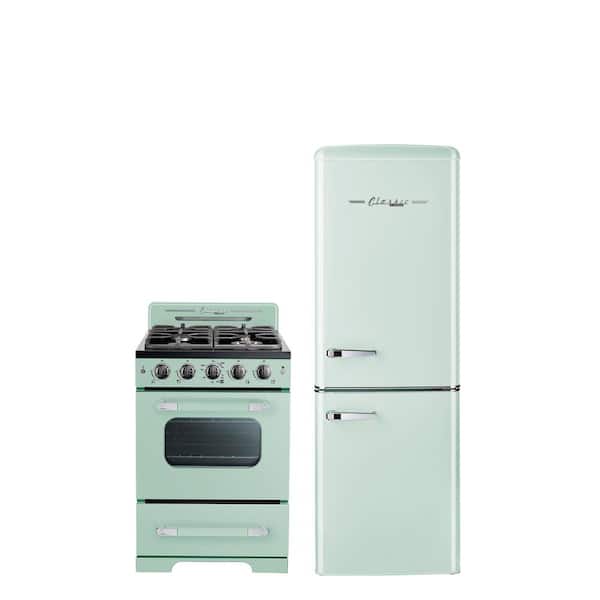 Unique Appliances Classic Retro UGP-215LLGAC 21.6 in. 7 Cu. ft. Retro Bottom Freezer Refrigerator in Summer Mint Green, Energy Star