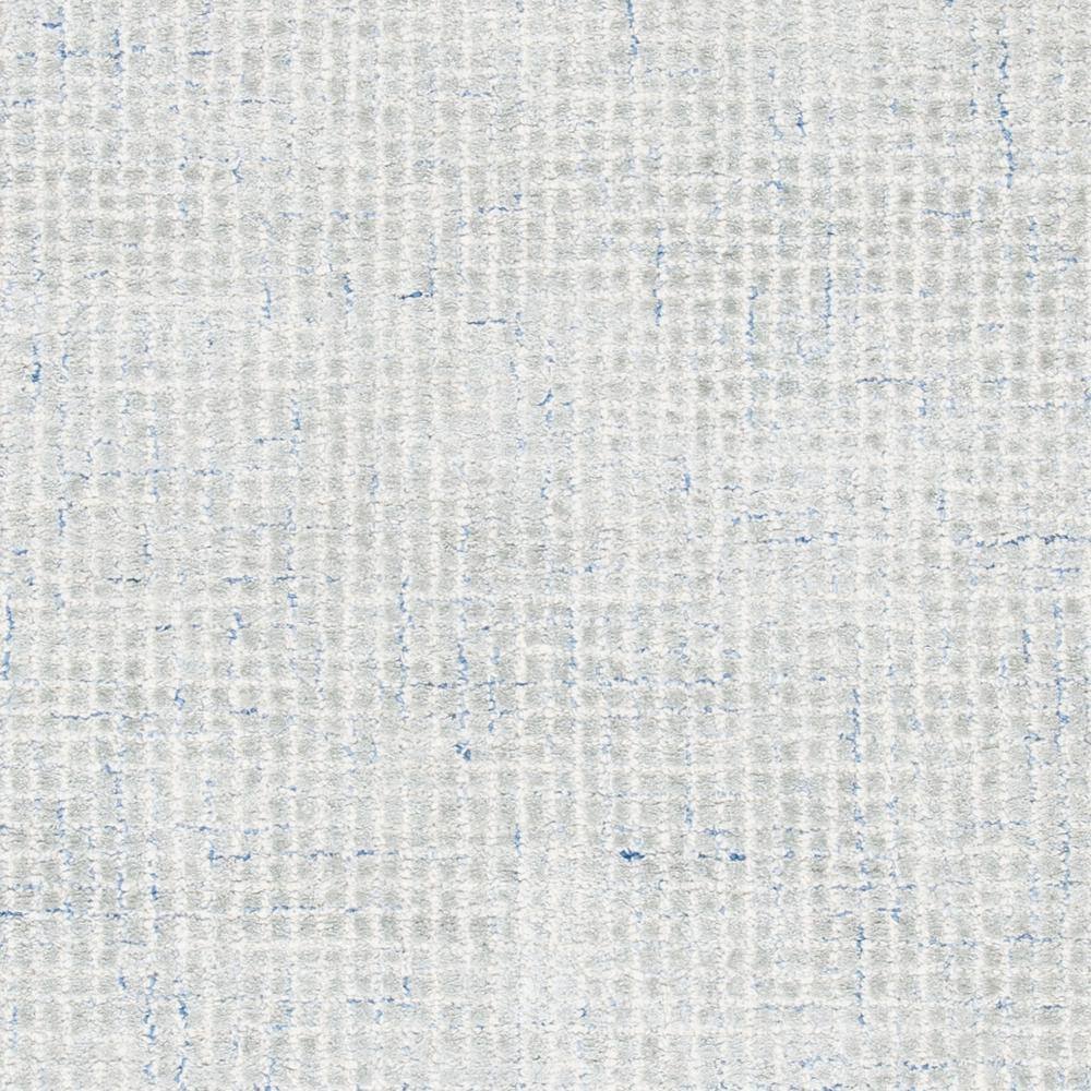 Minimalist Silver and Blue Tufted Wool Abstract Area Rug - 5' x 8'
