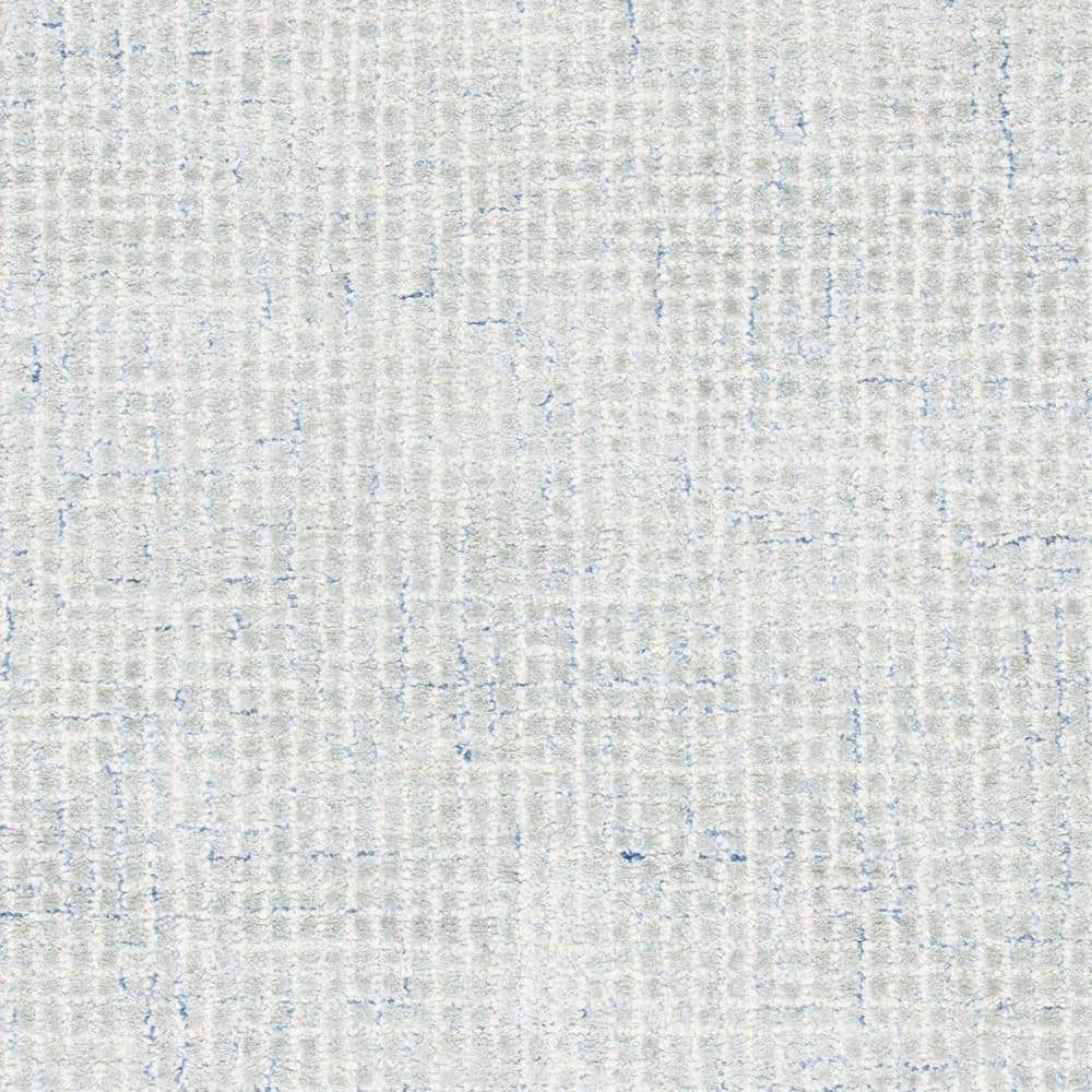 Handmade Blue and Silver Abstract Wool 9' x 12' Area Rug